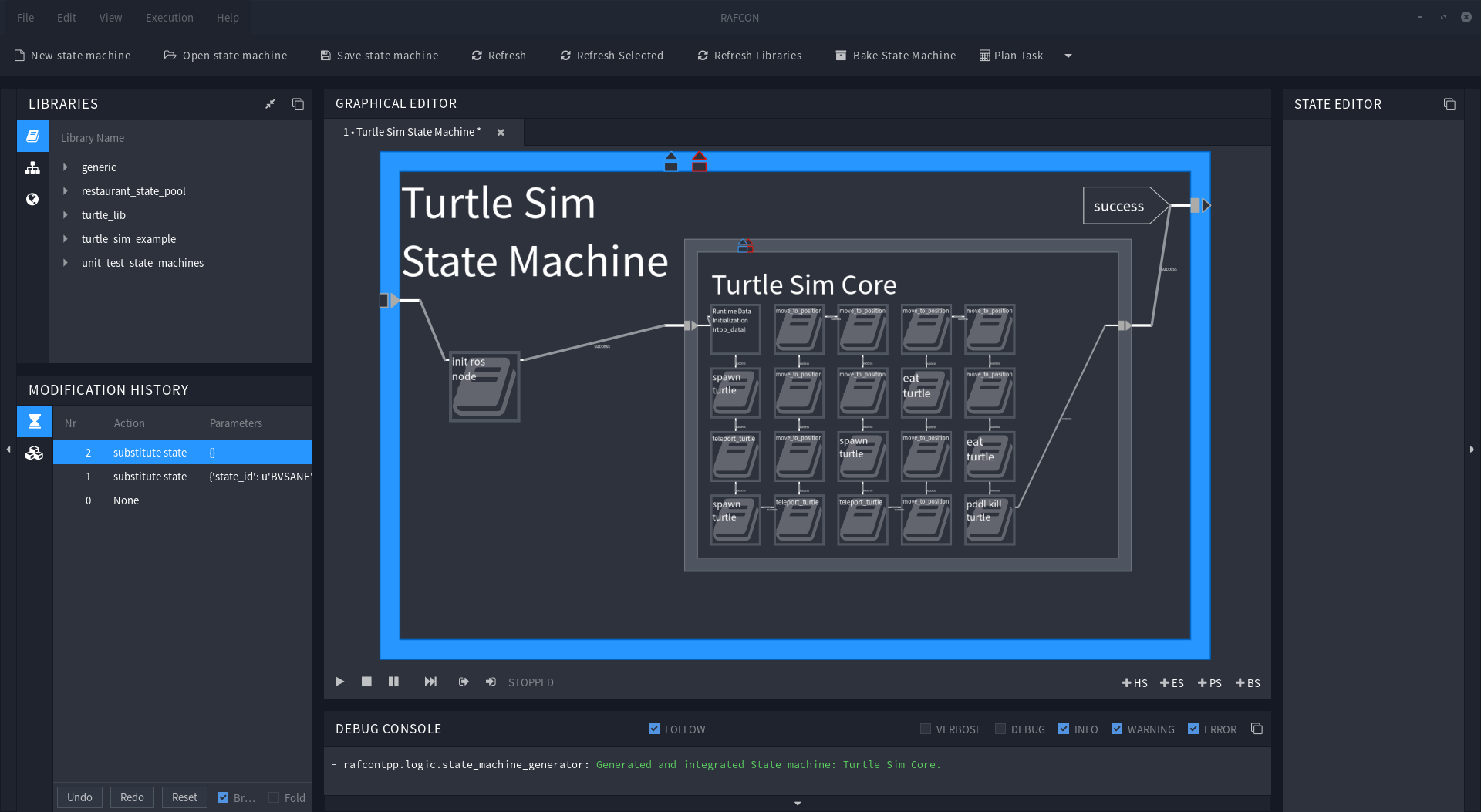 The turtle sim state machine